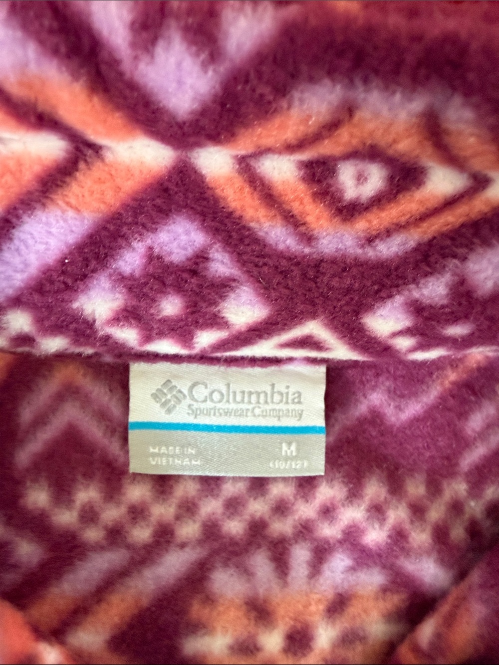 Columbia Purple & Pink Geometric Fleece Jacket size M (10/12) - Picture 2 of 6